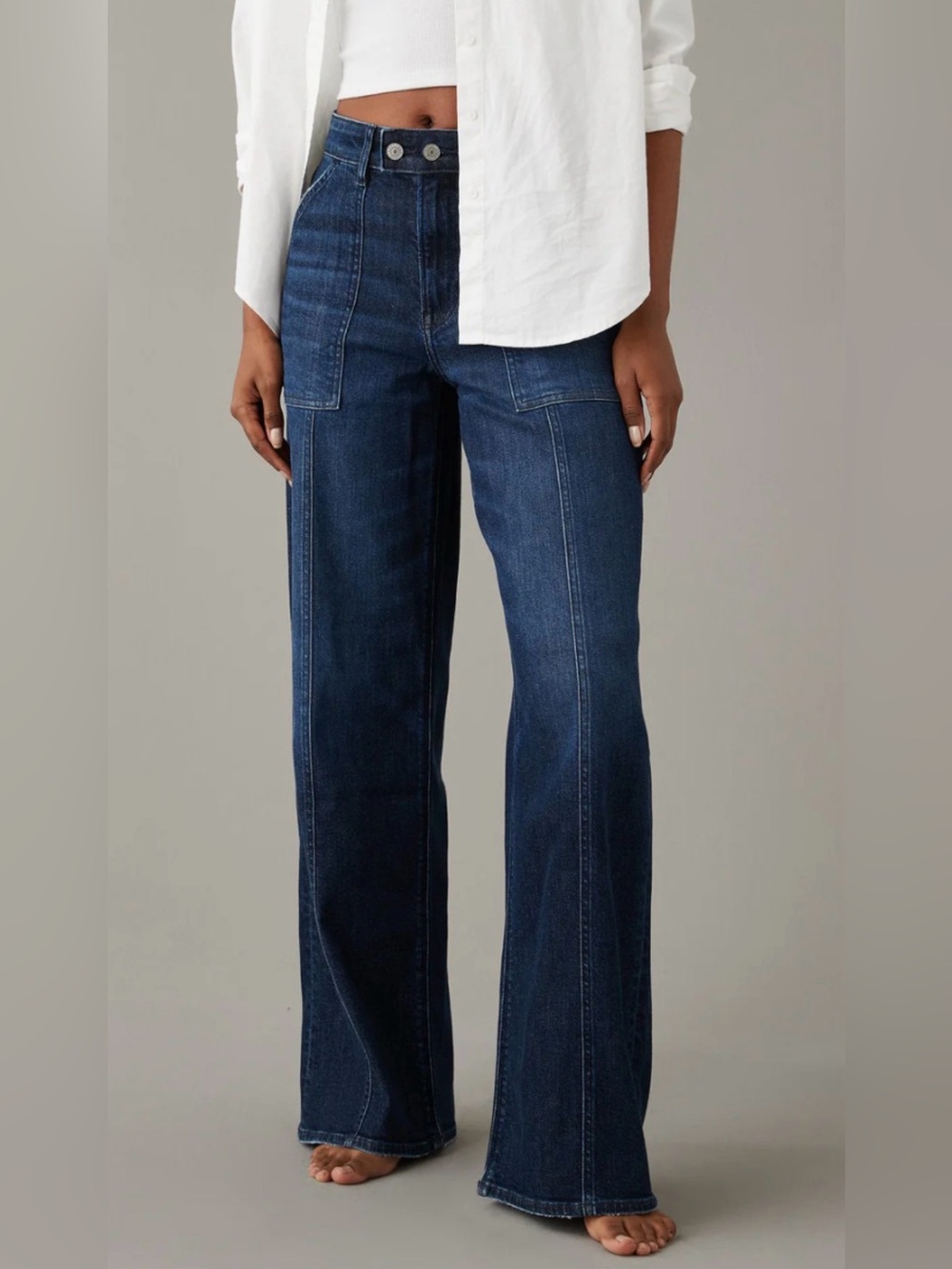 American Eagle Super High Rise Baggy Wide Leg Jeans Sz 0